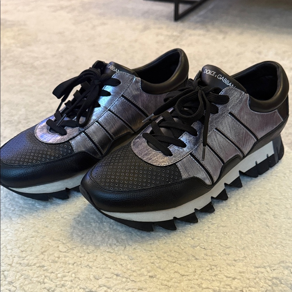 Dolce & Gabbana Black and Metallic Men Sneakers